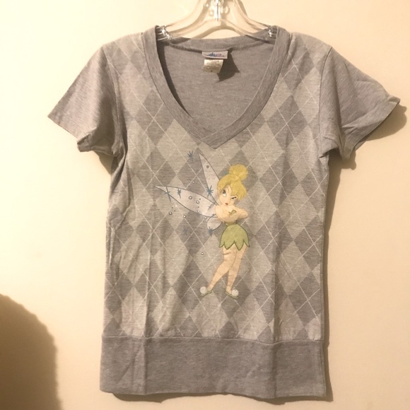 Tinker Bell Disney Short Sleeves V-neck Tee Shirt - Picture 1 of 5